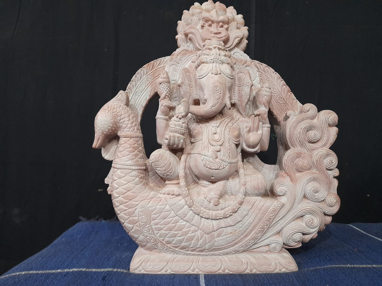 インド 「金運を呼ぶガネーシャ」 神像 仏像 彫刻 大理石 インテリア