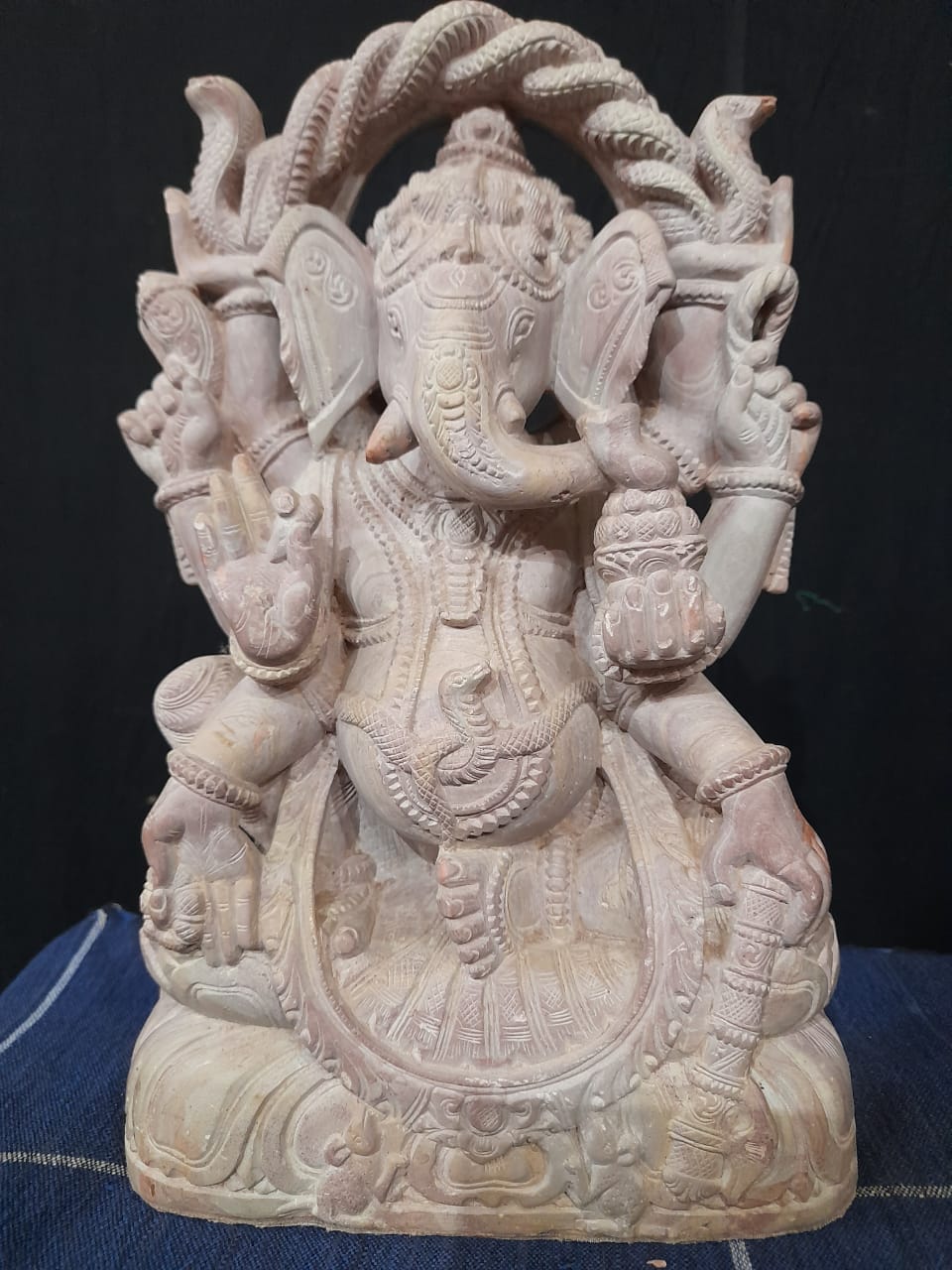 大理石 インド ガネーシャ 彫刻 彫像 置物重さ660g写真10